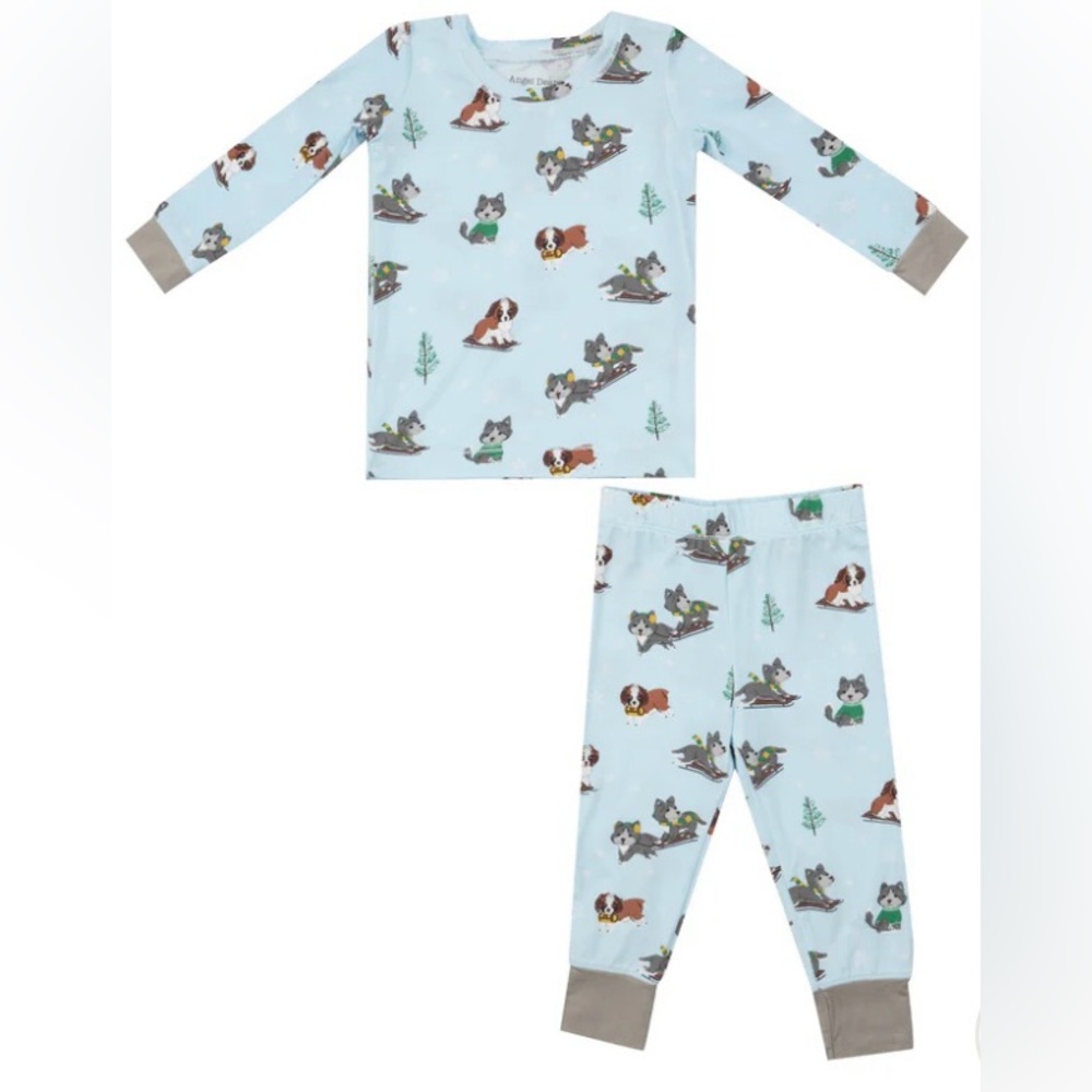 Angel Dear Light Blue puppies bamboo Pajama Set